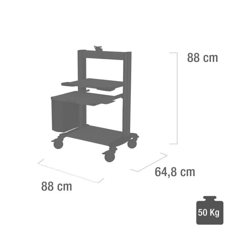 Haeberle Computer Trolley grey Medvana UK