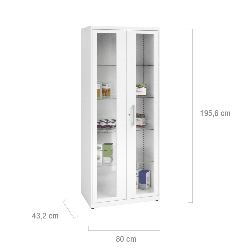 Steel Medicine Cabinet narrow | white (RAL 9010) Medvana UK