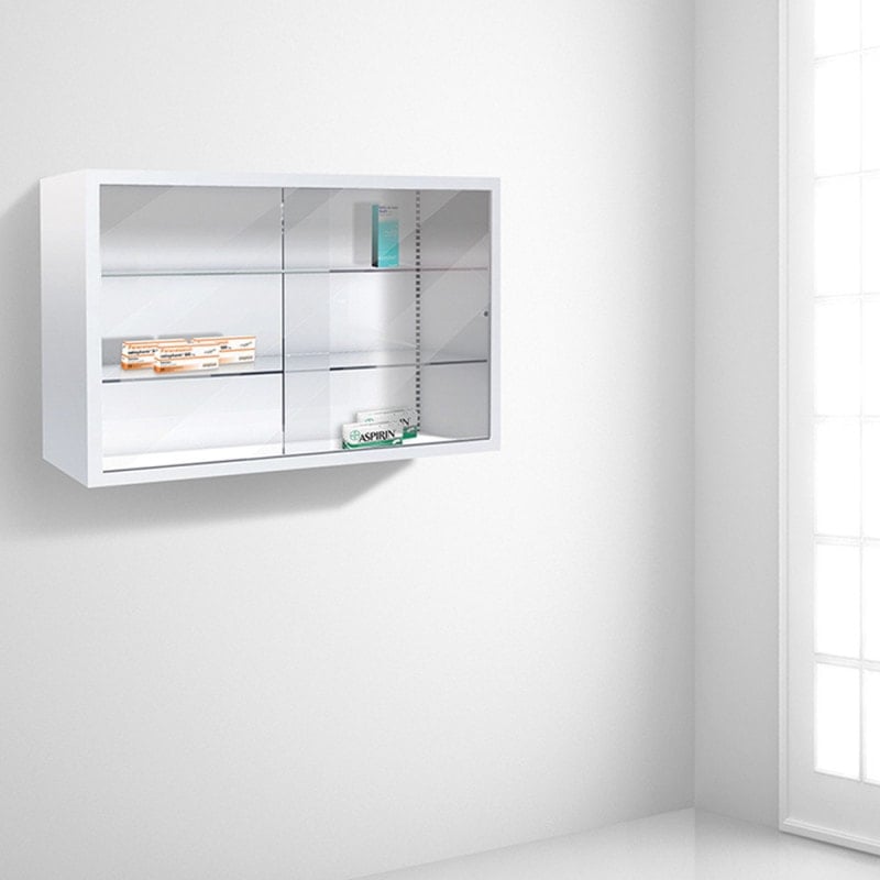 Wall-Mountable Cupboard with Sliding Doors pale grey (RAL 7035) Medvana UK