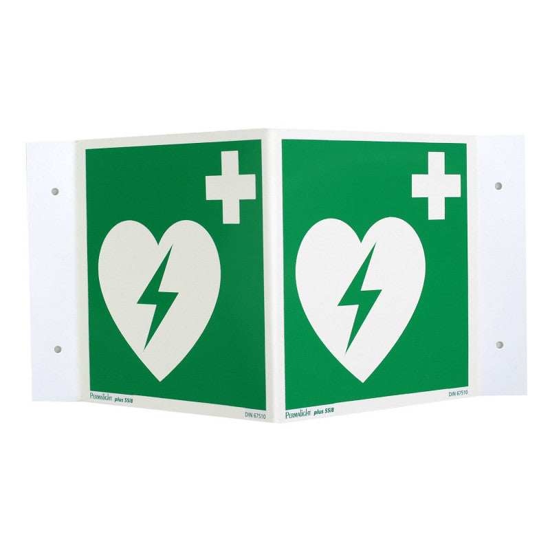 V-Shaped AED Sign, luminescent Medvana UK