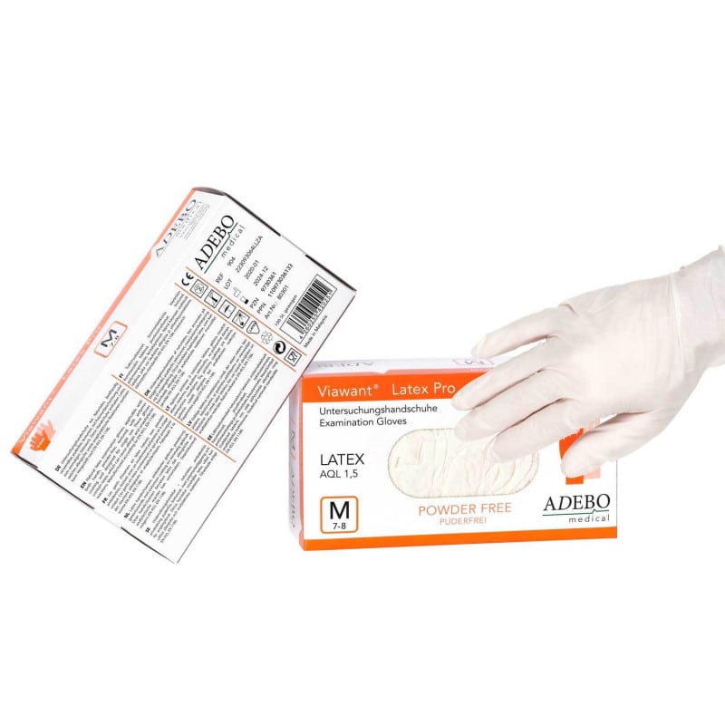 Viawant Latex Pro Examination Gloves M Medvana UK