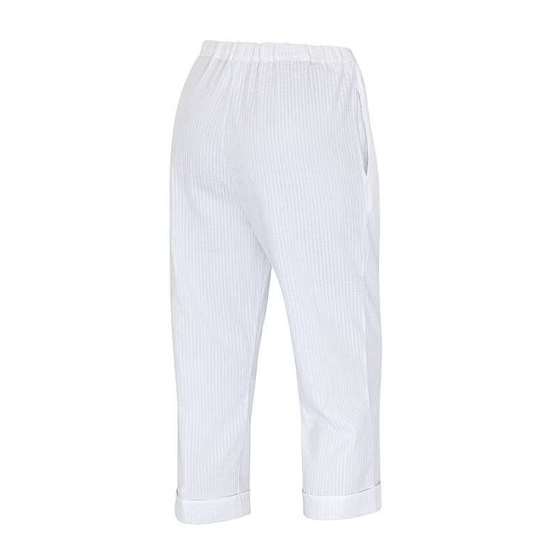 Women's Seersucker ¾ Length Trousers 36 Medvana UK