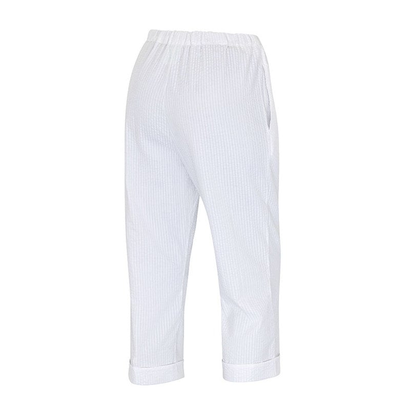 Women's Seersucker ¾ Length Trousers 46 Medvana UK