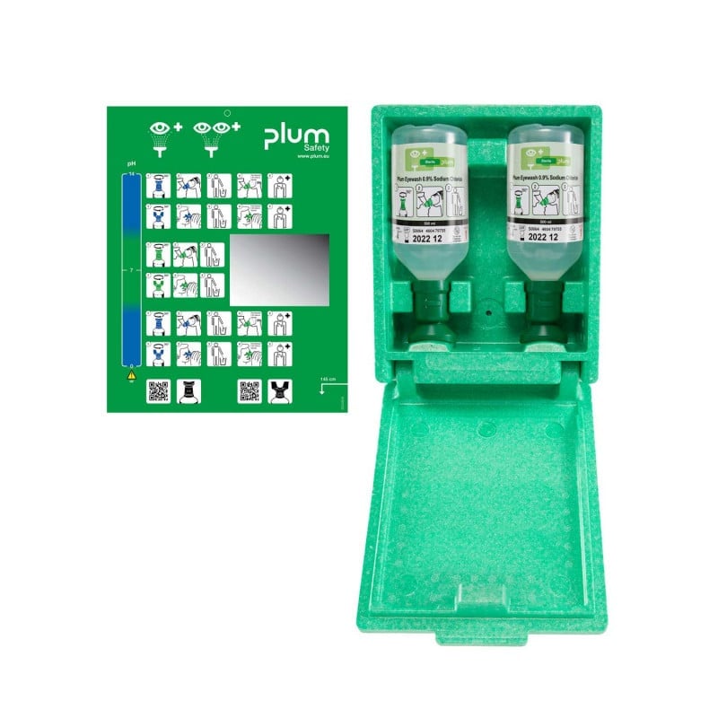 PLUM Emergency Eye Rinse Station with Wall Box Combi Medvana UK