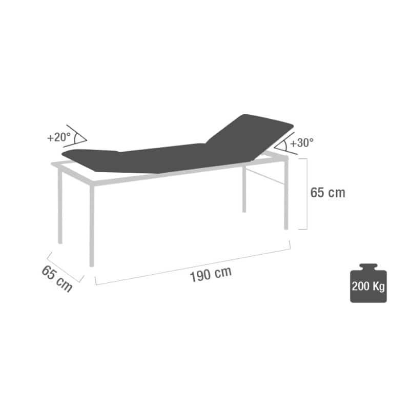 3-Section Exam Table lacquered pure white | turquoise Medvana UK