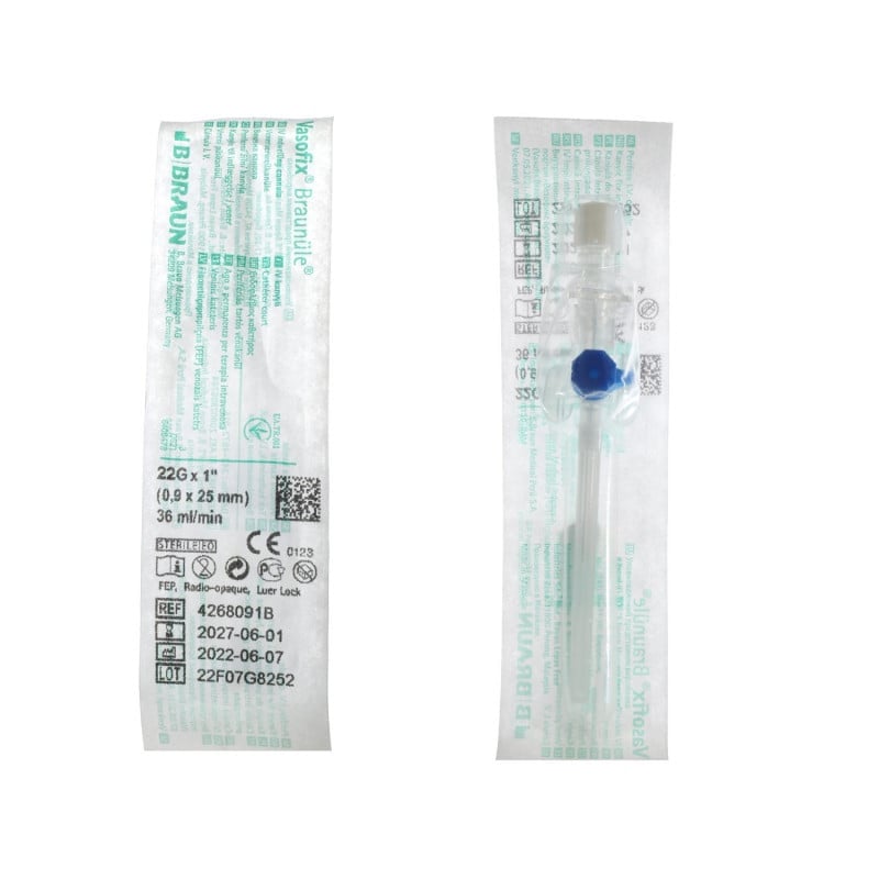 Vasofix Braunüle IV Catheter 22G, 0.9 x 25 mm, blue Medvana UK