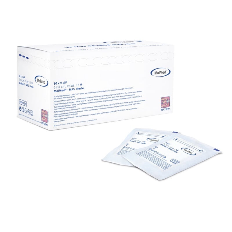 Sterile Drainage Compresses, 12x folded 5 x 5 cm Medvana UK