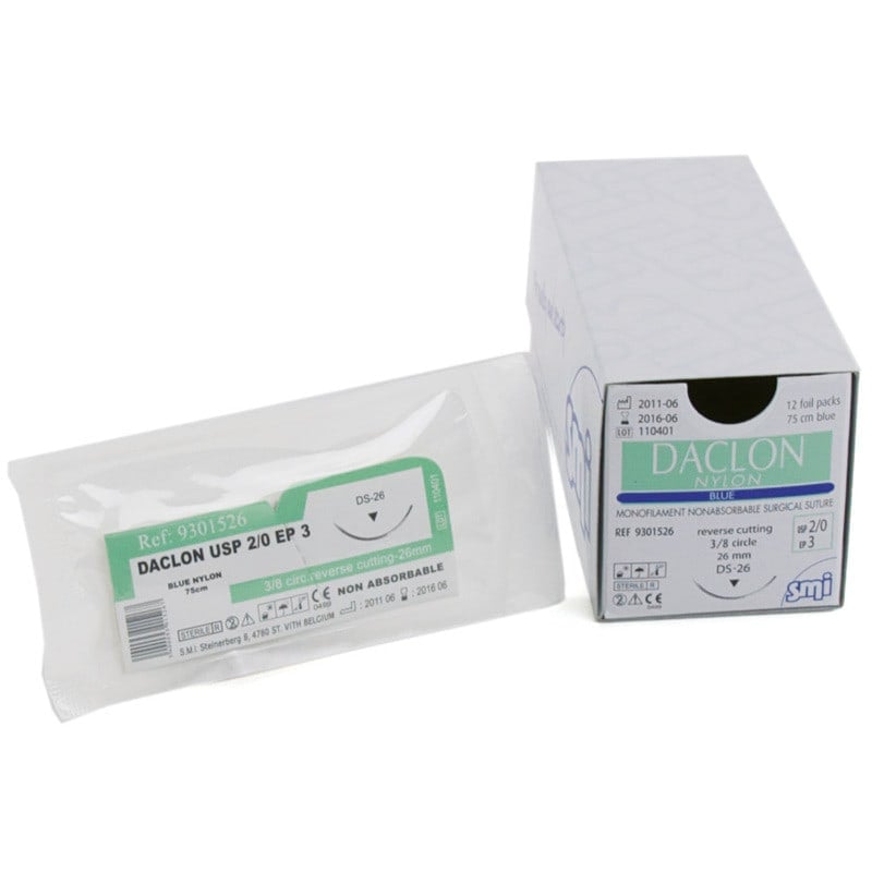 Daclon Nylon USP6-0 EP0,7 50cm DS12 Medvana UK
