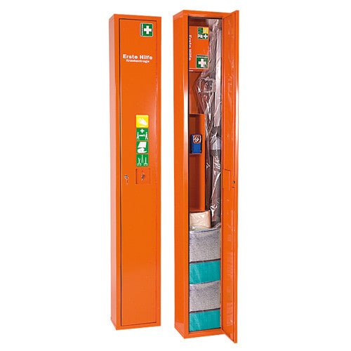 "SAFE" Standing Stretcher Locker, filled orange Medvana UK