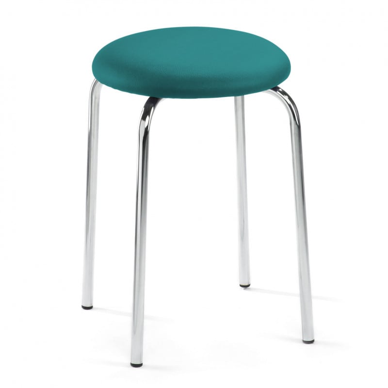 Leatherette-Stackable Stool, upholstered caribbean blue Medvana UK