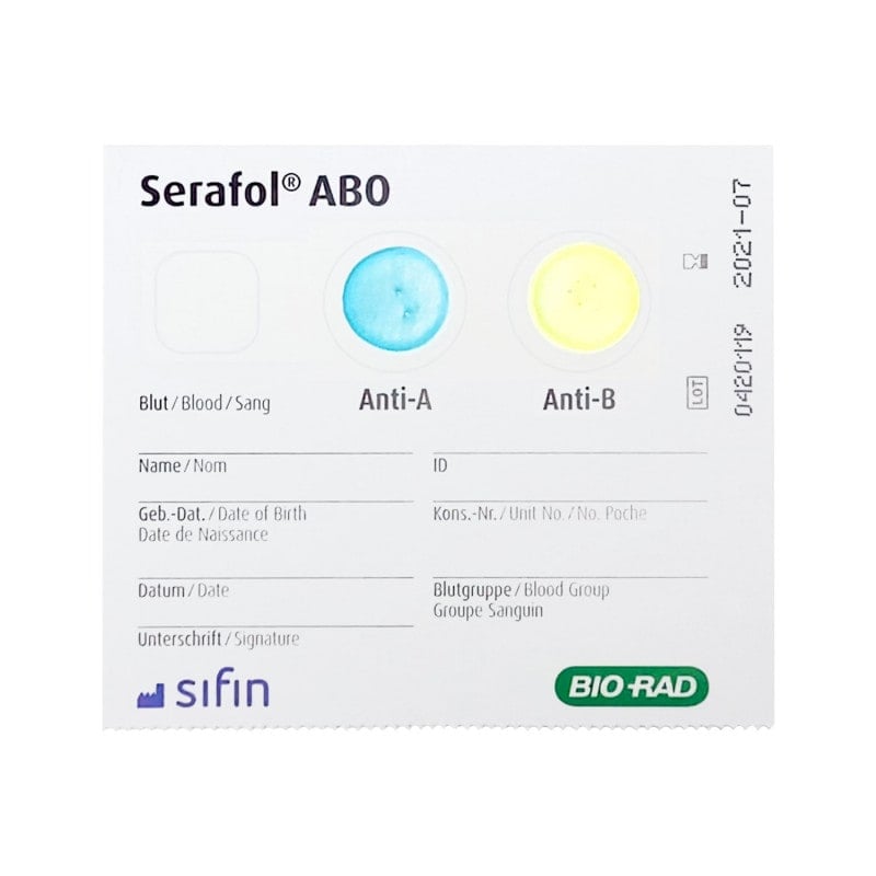 Serafol AB0 Bedside Cards 10 Kits Medvana UK