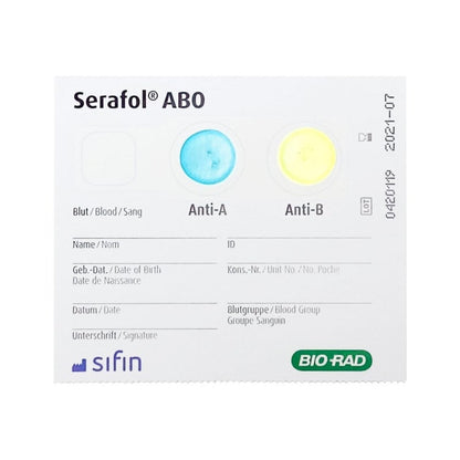 Serafol AB0 Bedside Cards 50 Kits Medvana UK