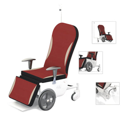 Patient Transport Chair «Gamma» wine red Medvana UK