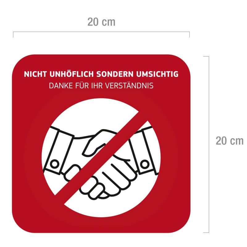 Sign «Händeschütteln vermeiden» Medvana UK