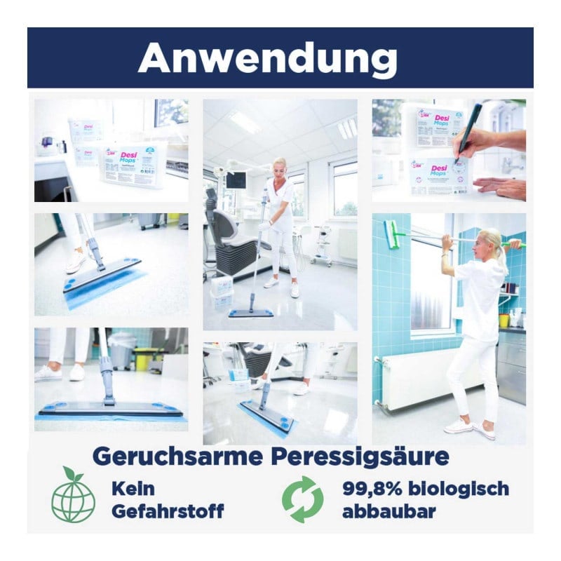 DesiMops Disinfectant Mops Refill Pack 20 m² (white), 2 x 20 PCS Medvana UK