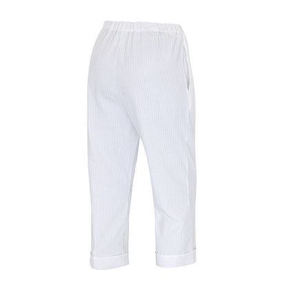 Women's Seersucker ¾ Length Trousers 36