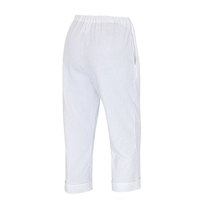 Women's Seersucker ¾ Length Trousers 48