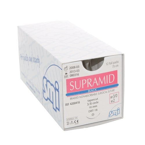SMI Supramid Black USP3-0 EP2 75cm HS17 Medvana UK