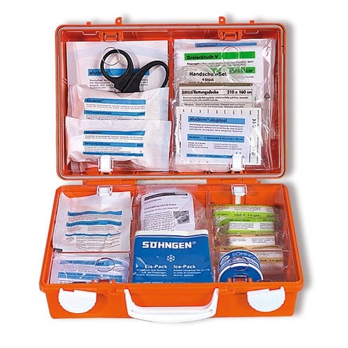 First aid bag with content yellow