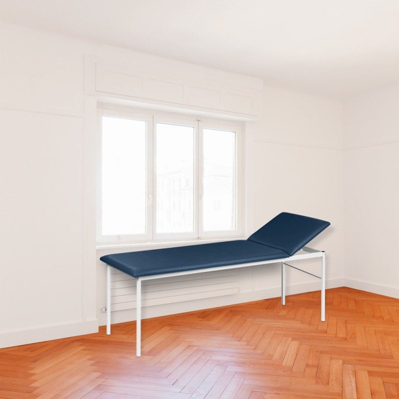 Examination Table with Adjustable Headrest partially chrome-plated steel | turquoise Medvana UK