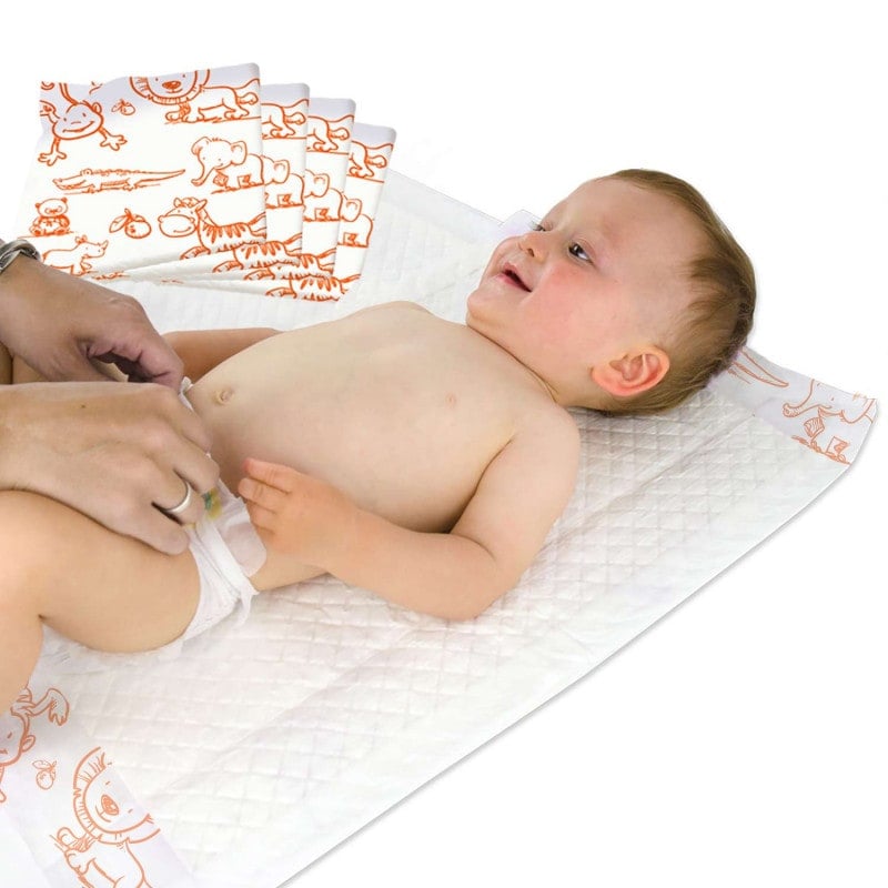 Baby Underlays 40x60cm, 50pcs. zoo animals (orange) Medvana UK