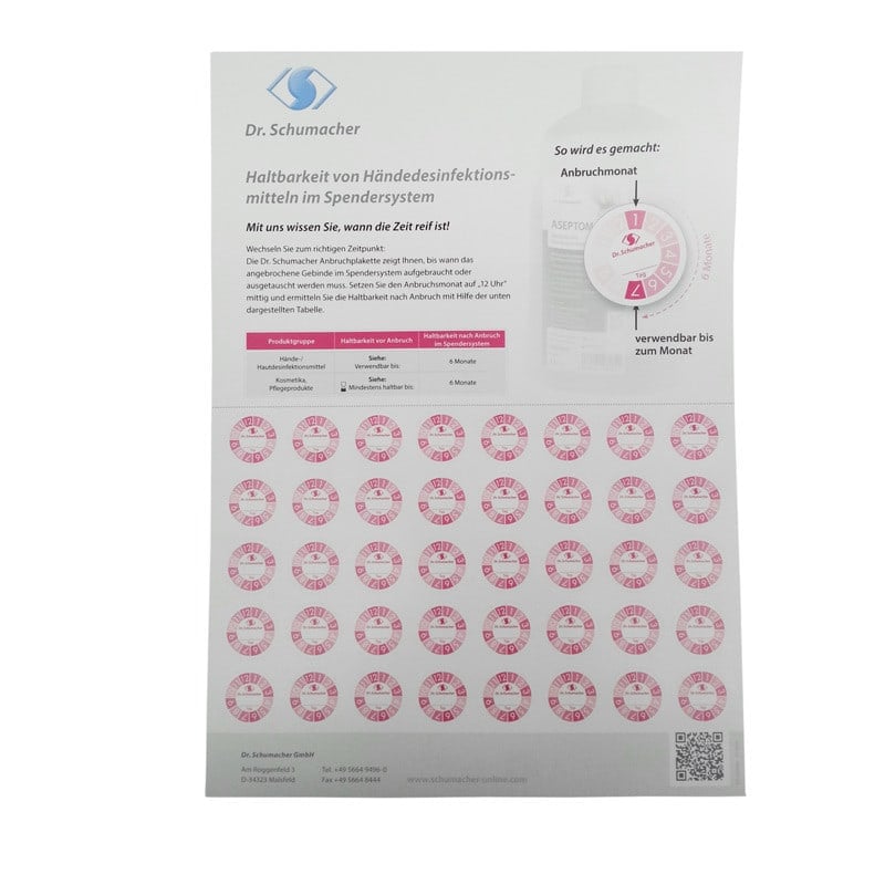 Date Opened Labels from Dr. Schumacher Medvana UK