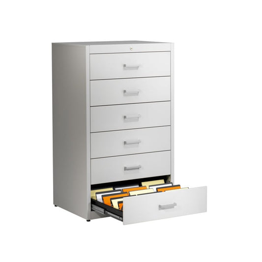 Mauser metallic storage cupboard with self closing system 4 drawers - 2 tracks | white Medvana UK