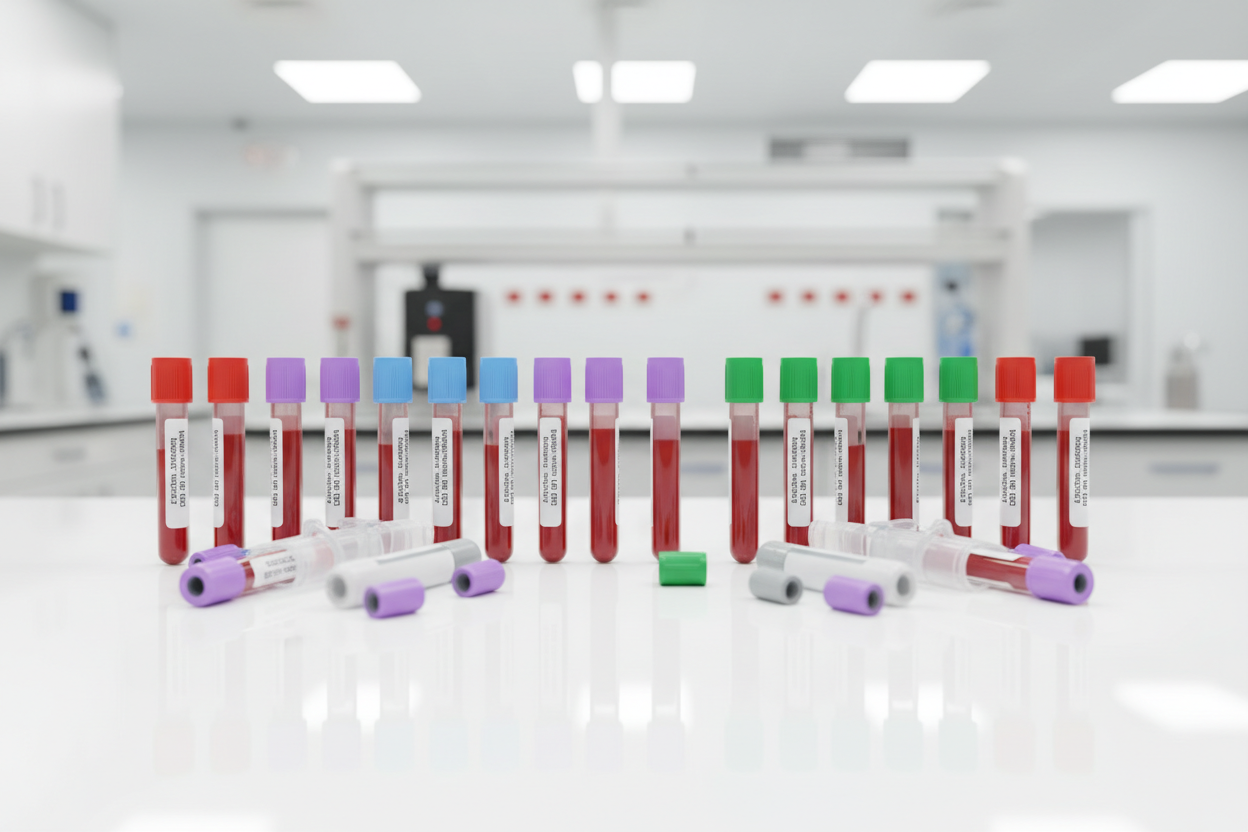 Blood collection tubes and supplies for clinical and lab use