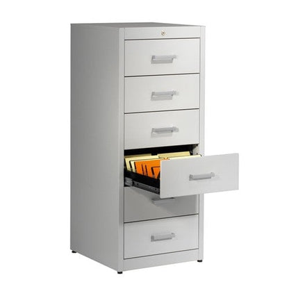 Metallic storage cupboard for cards by Mauser 6 drawers - 2 tracks | ultramarine Medvana UK