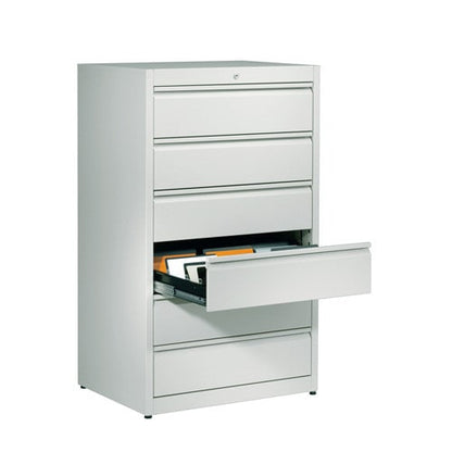 Steel Filing Cabinet with Automatic Closing System 3 drawers, 3 tracks | light grey Medvana UK